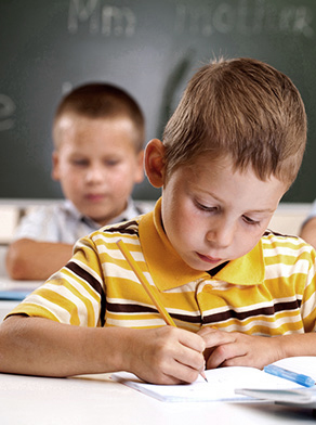 Boy taking entrance examination